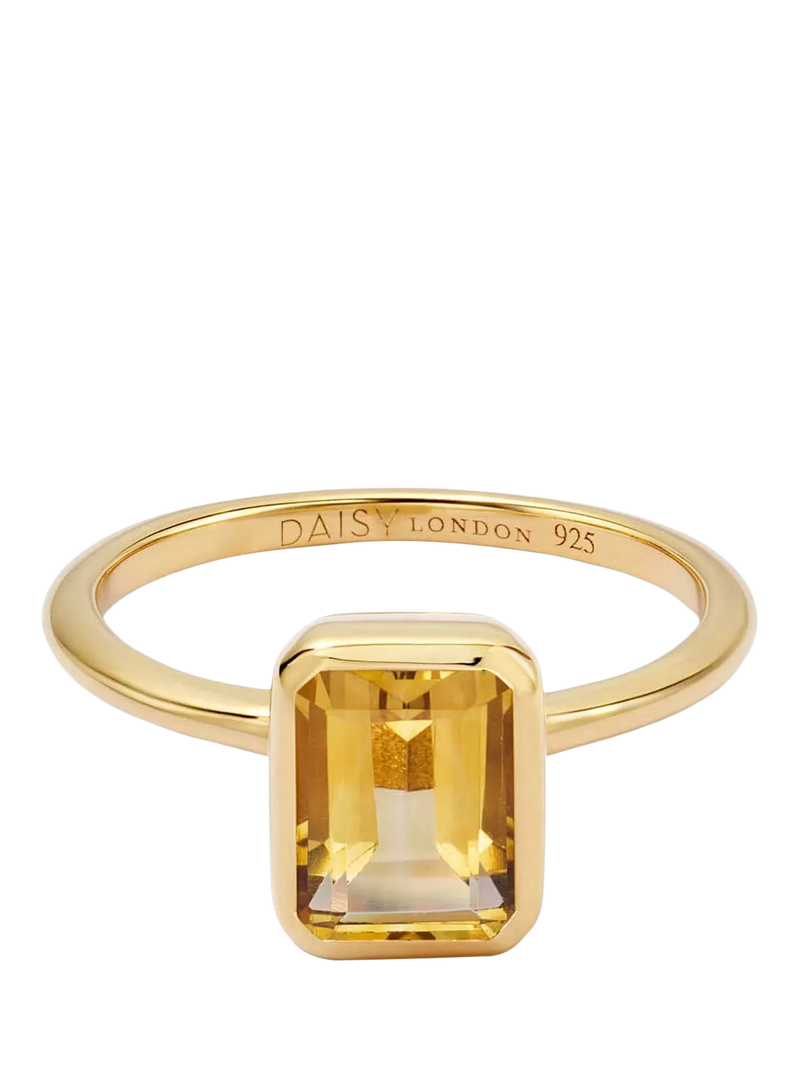 Daisy London Citrine Birthstone Ring gold plated sterling silver - British product