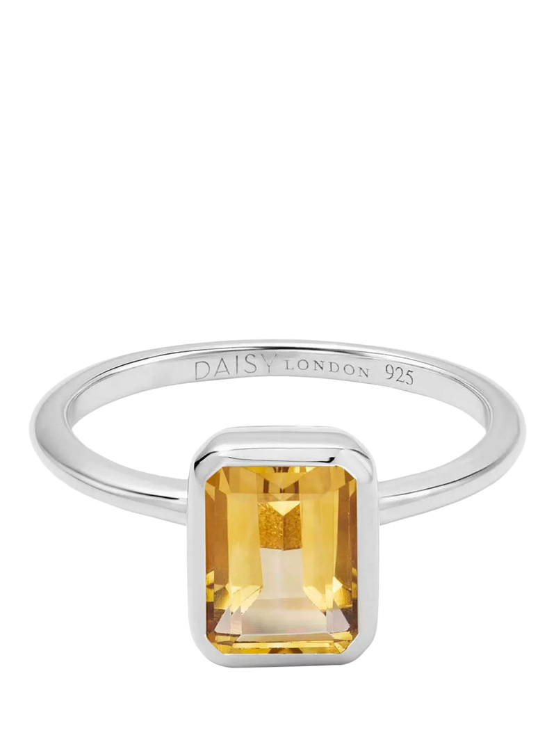 Daisy London Citrine Birthstone Ring Gold Plated Solitaire