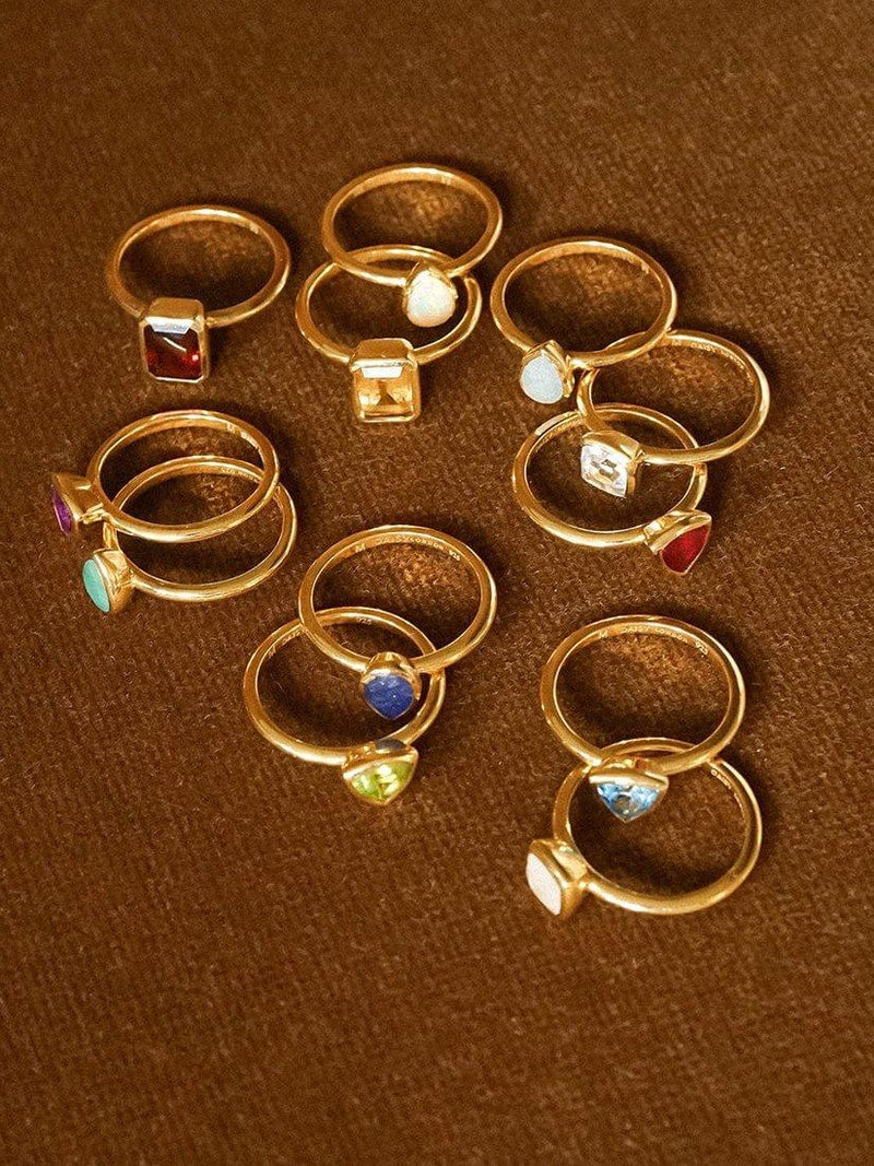 Daisy London opal birthstone ring gold plated sterling silver, imported from the UK