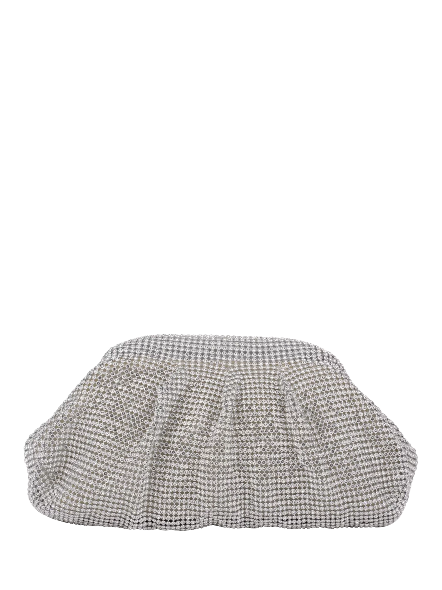 Paradox London silver ruched clutch bag with diamante details (British brand)