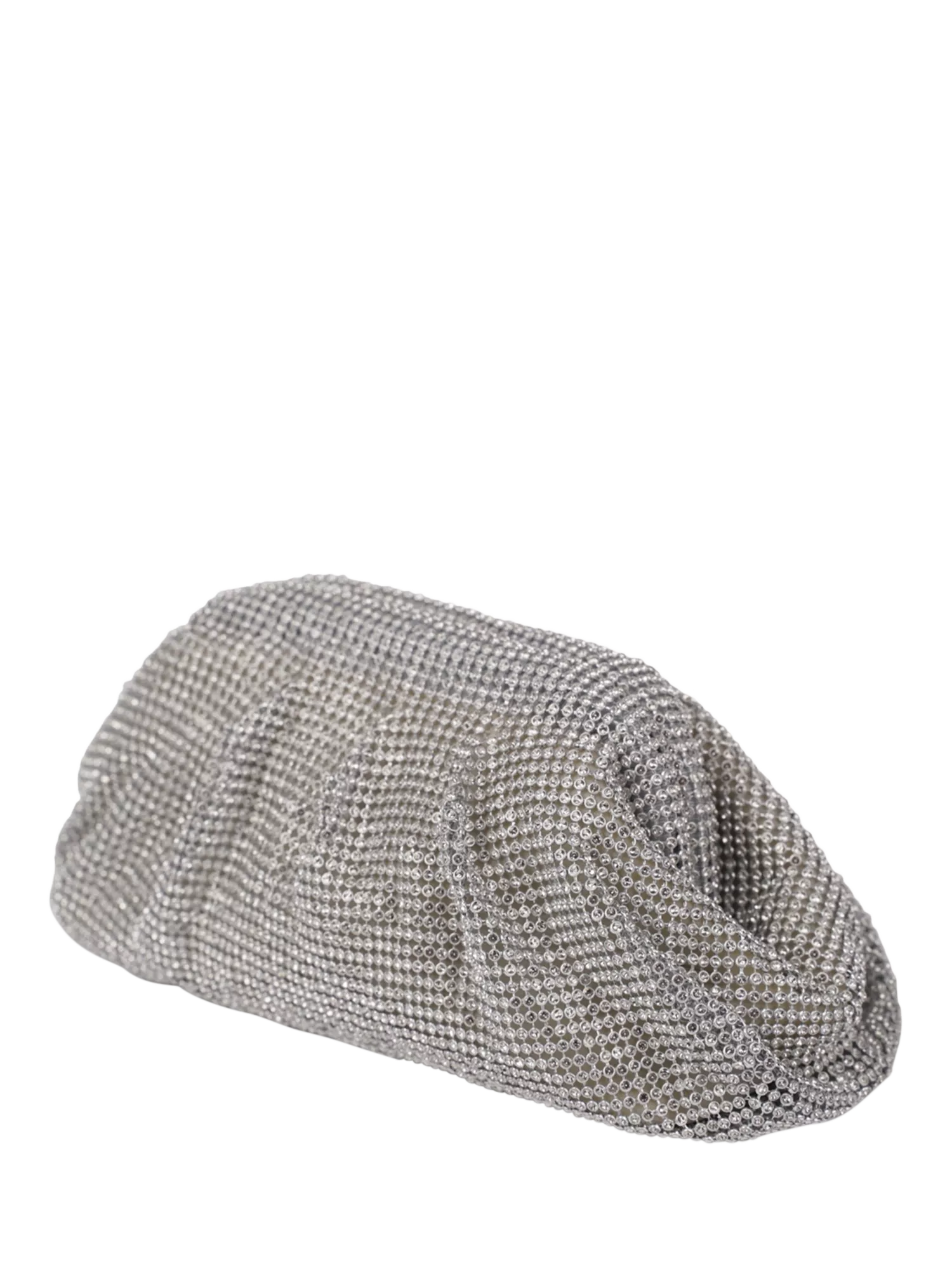 Paradox London silver ruched clutch bag with diamante details (British brand)