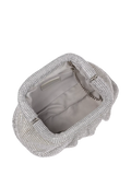 Paradox London silver ruched clutch bag with diamante details (British brand)