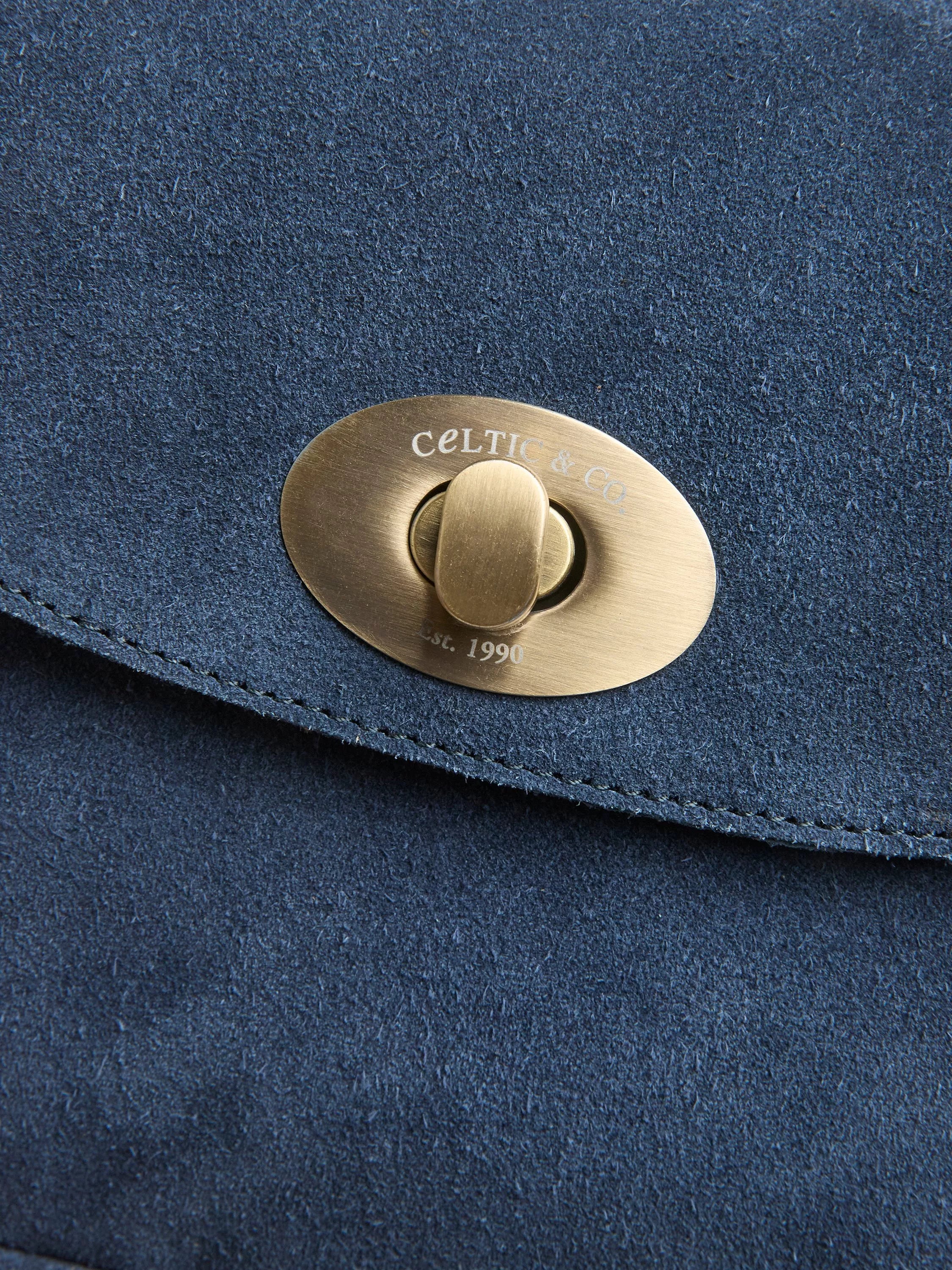 Celtic & Co. suede crossbody bag navy (British brand)