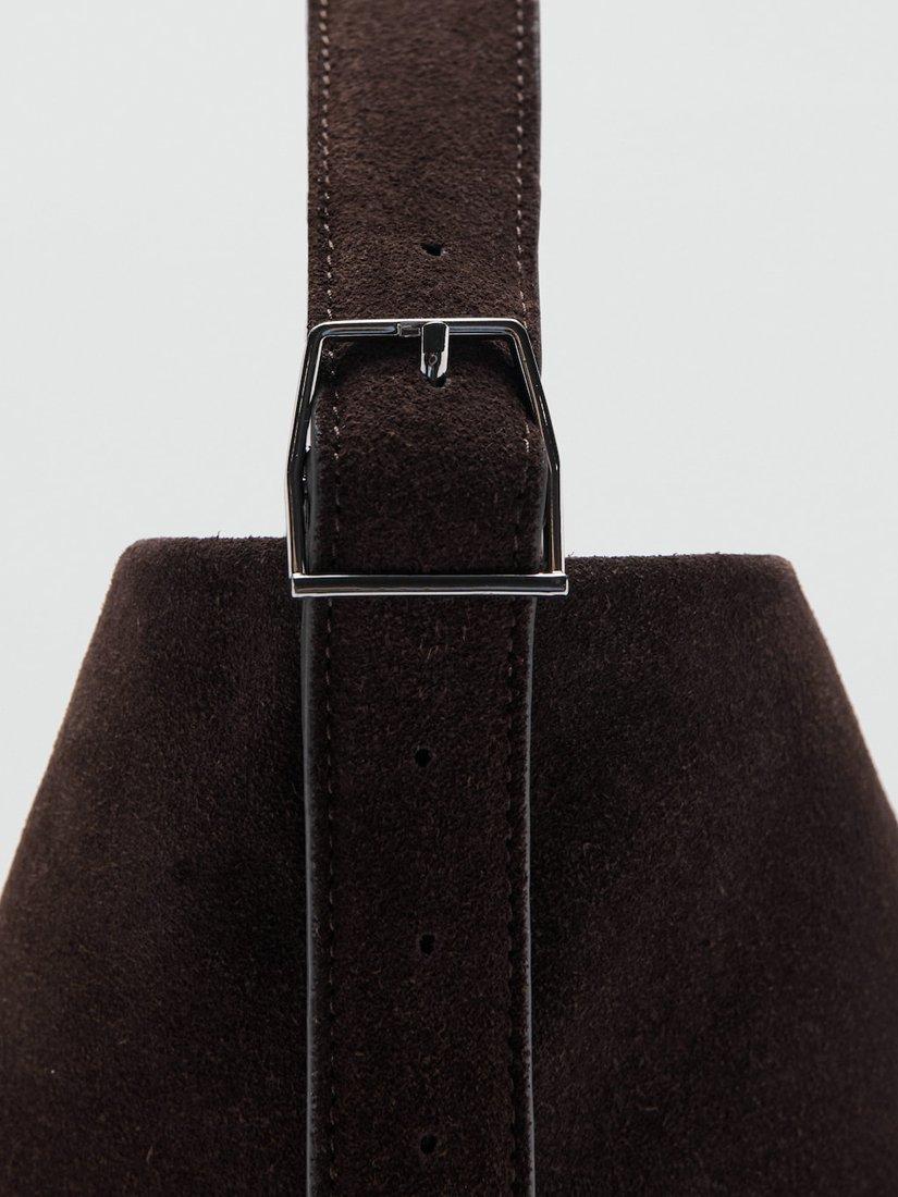 Mango suede bucket bag in brown - British product
