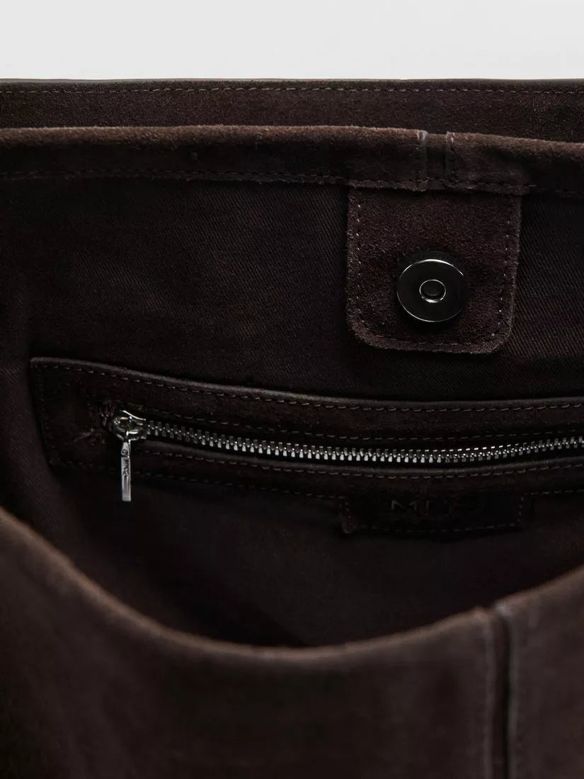 Mango suede bucket bag in brown - British product