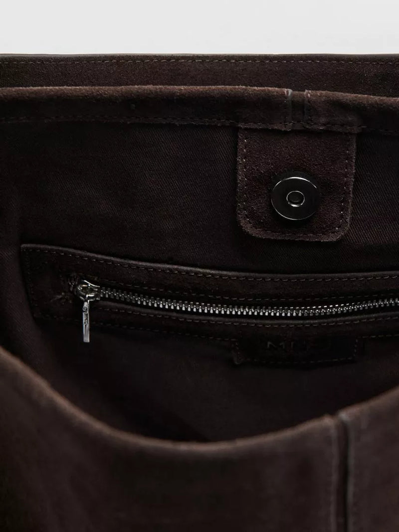 Mango suede bucket bag in brown - British product