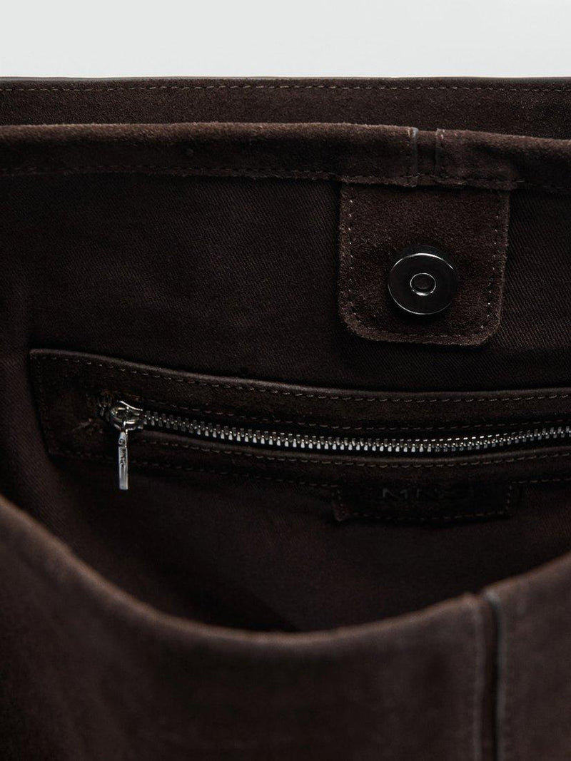 Mango suede bucket bag in brown - British product