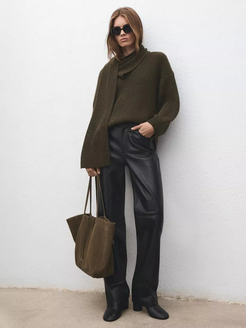 Mango khaki suede tote bag, UK version