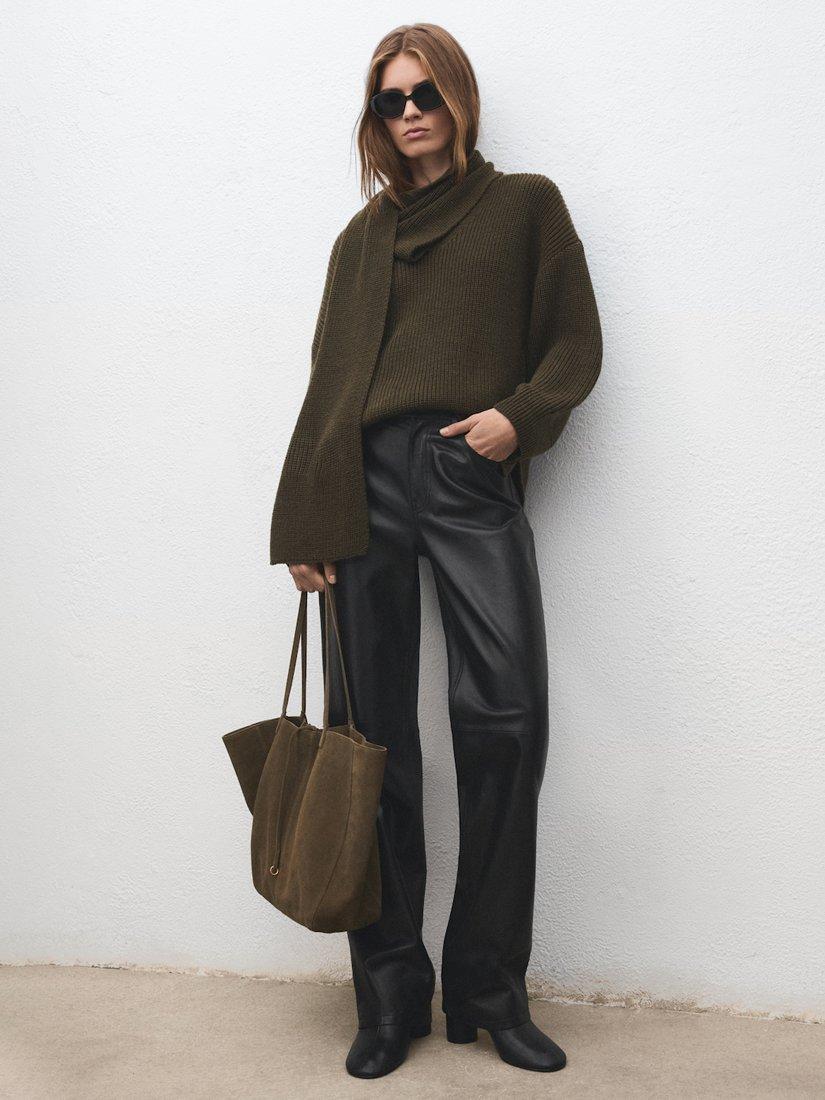 Mango khaki suede tote bag, UK version
