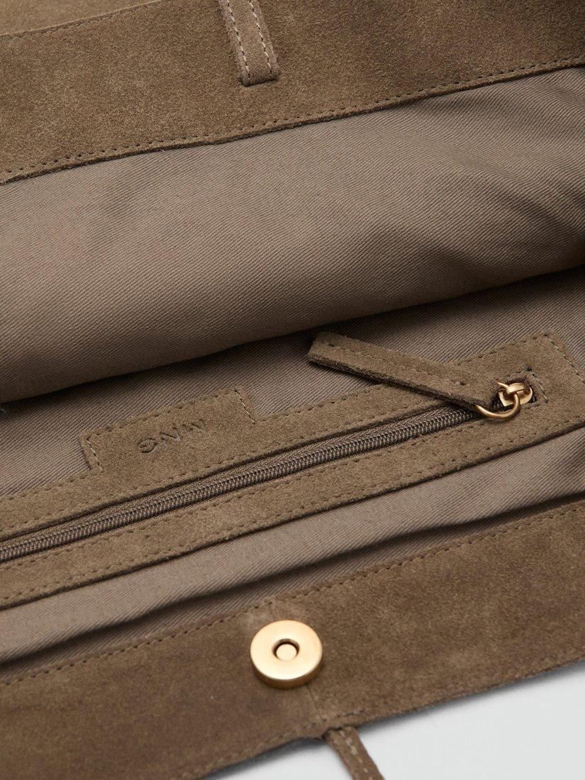 Mango khaki suede tote bag, UK version