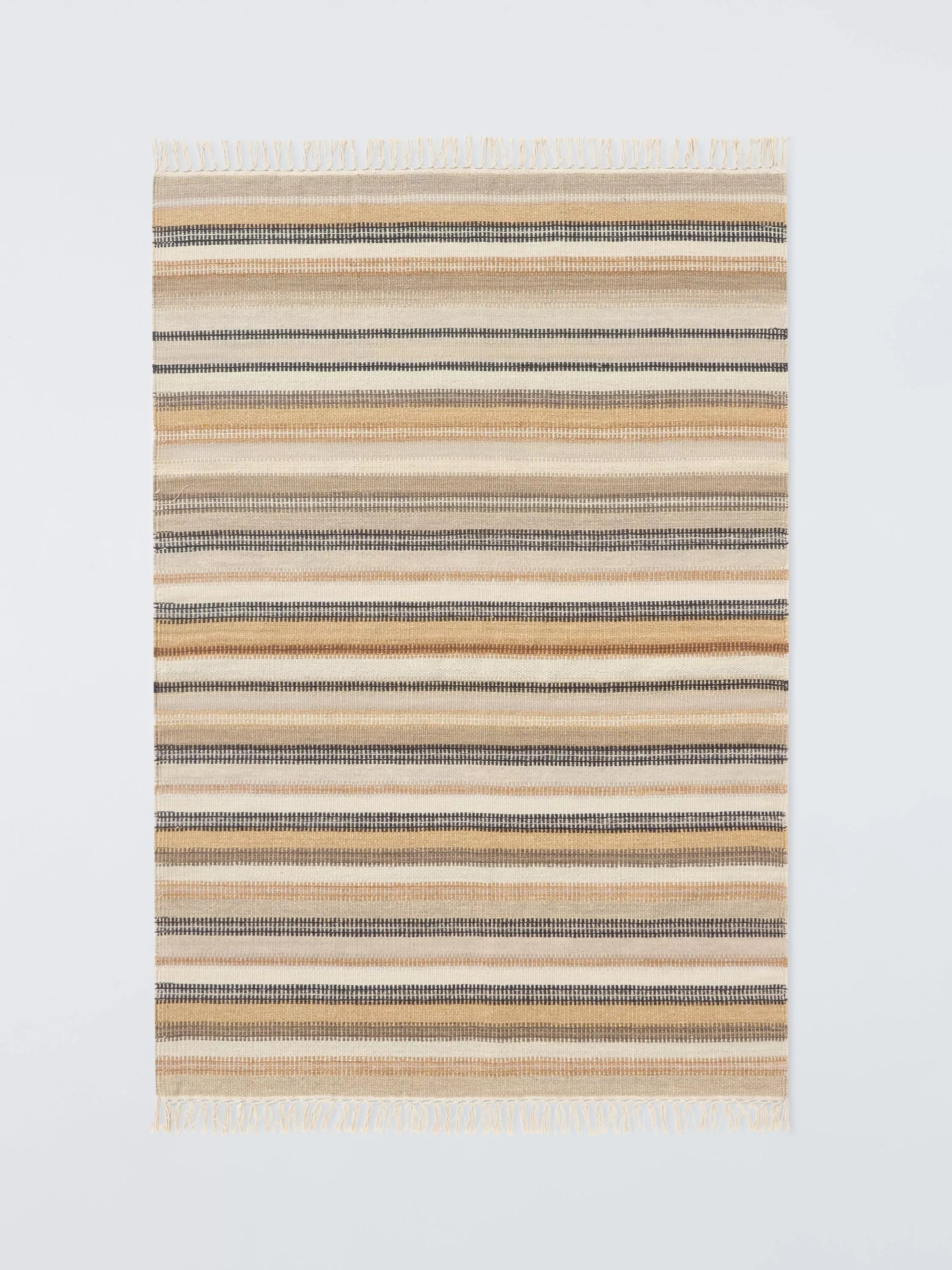 John Lewis Somerton Wool Rich Ladder Stripe Flatweave Rug, Natural, L180 x W120cm