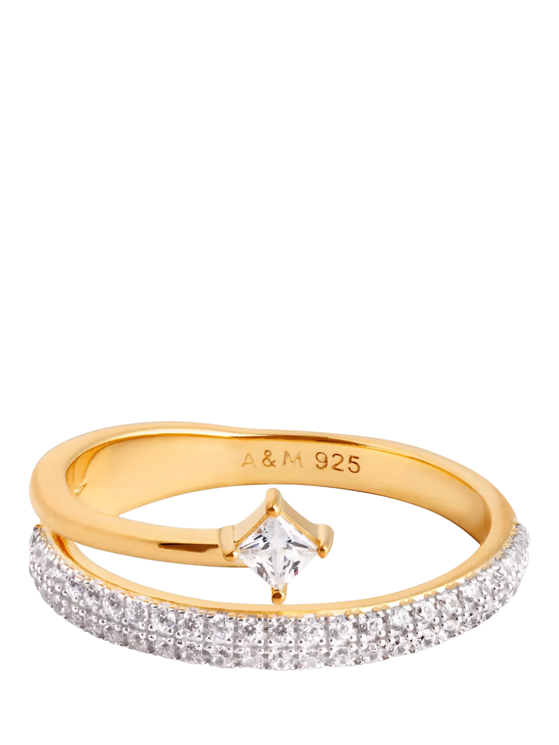 Astrid & Miyu Pavé Crystal Illusion Ring in gold (British brand)