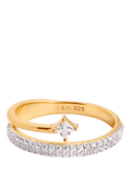 Astrid & Miyu Pavé Crystal Illusion Ring in gold (British brand)