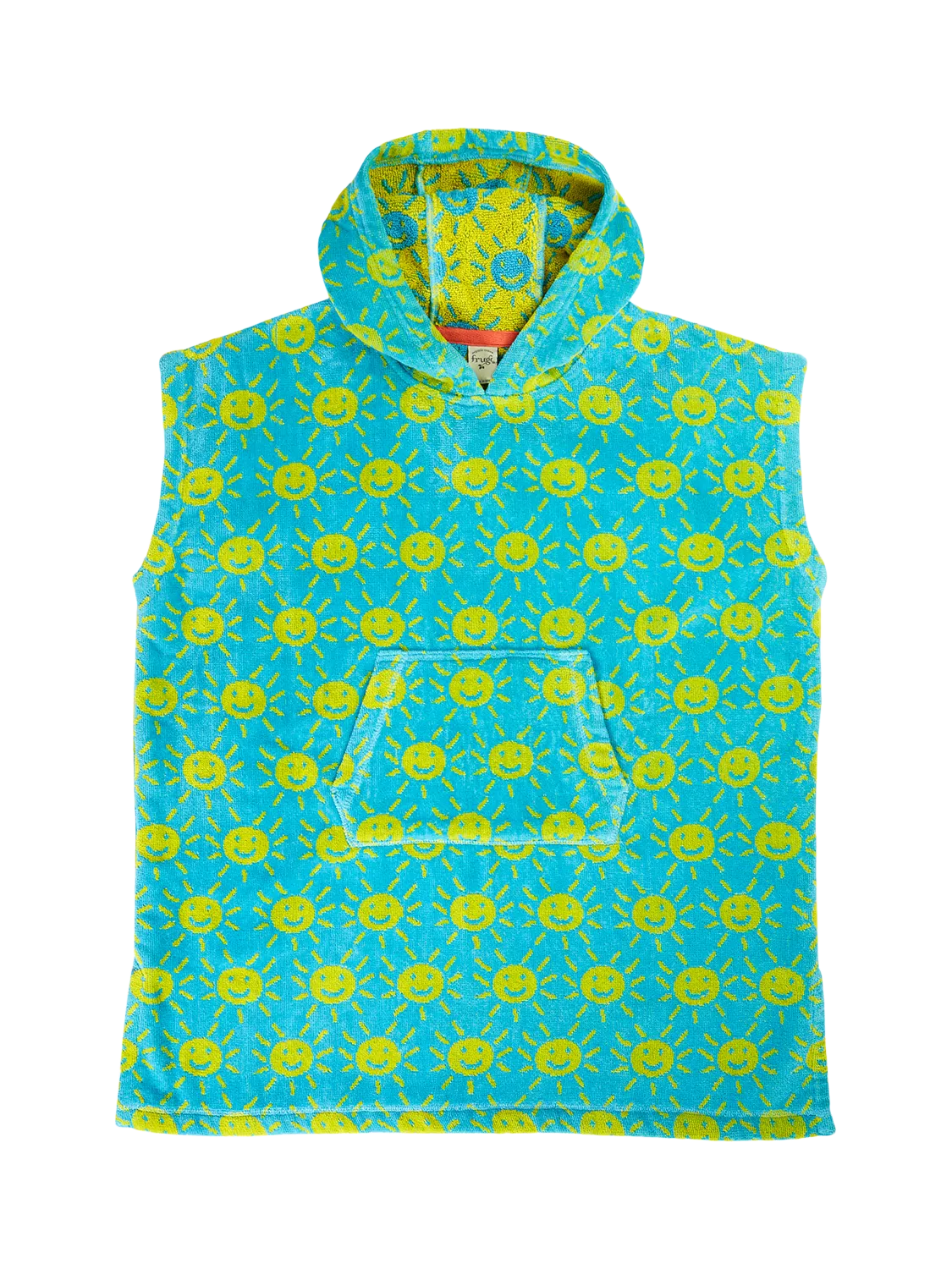 Frugi kids hooded towel organic cotton blue multi, UK version