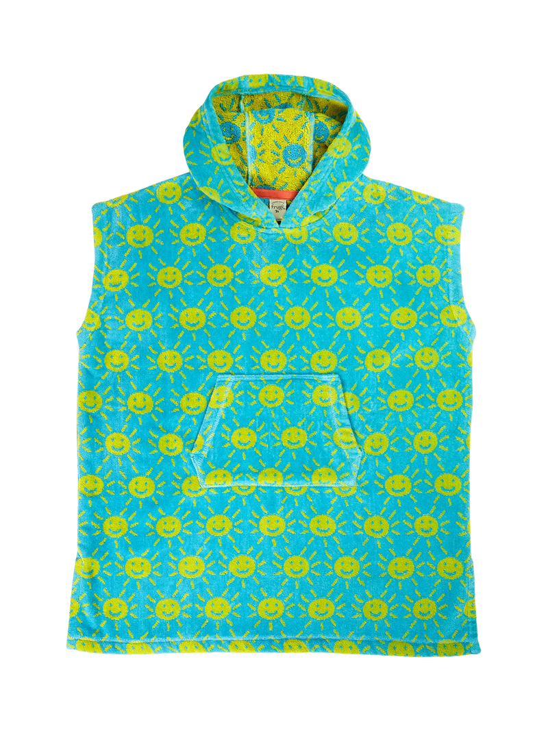 Frugi kids hooded towel organic cotton blue multi, UK version