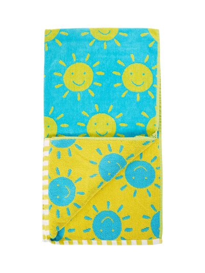 John Lewis Frugi Kids' Lagoon Cotton Sun Towel Blue/Multi- Buy online at McGrocer