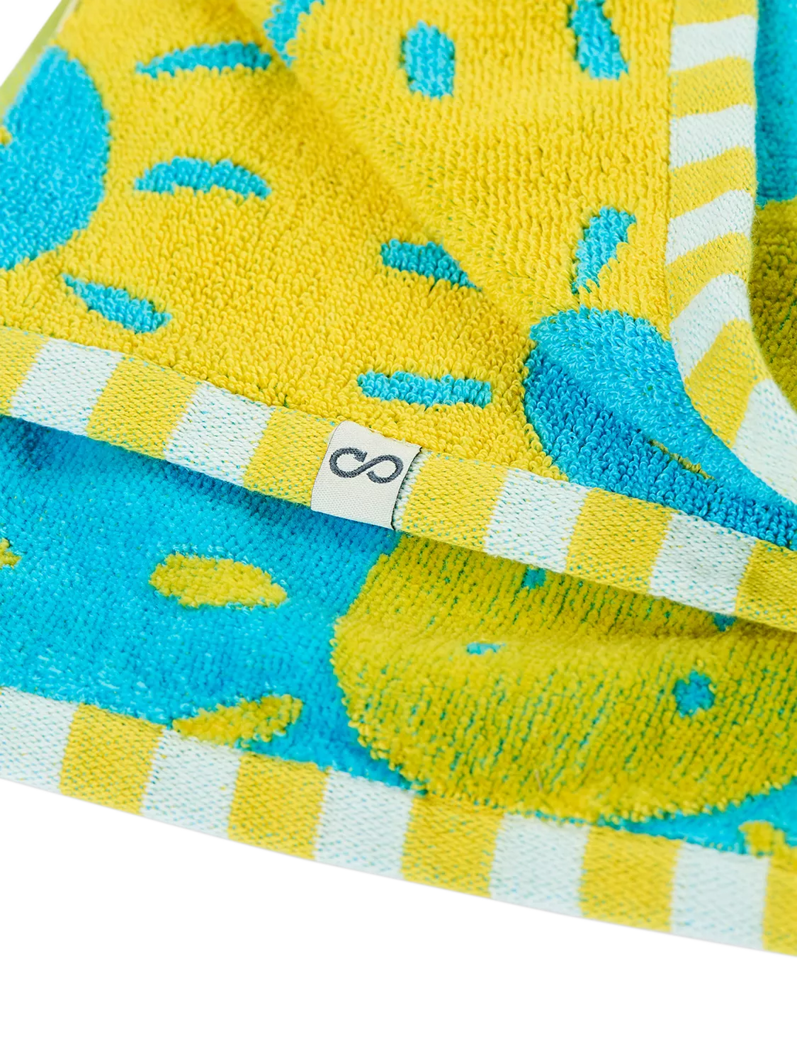 Frugi kids cotton sun towel in blue and multi, UK version