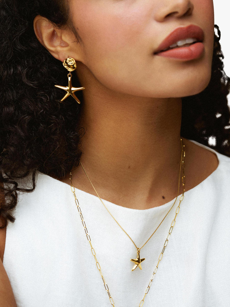 Orelia pale gold starfish charm necklace, imported from the UK
