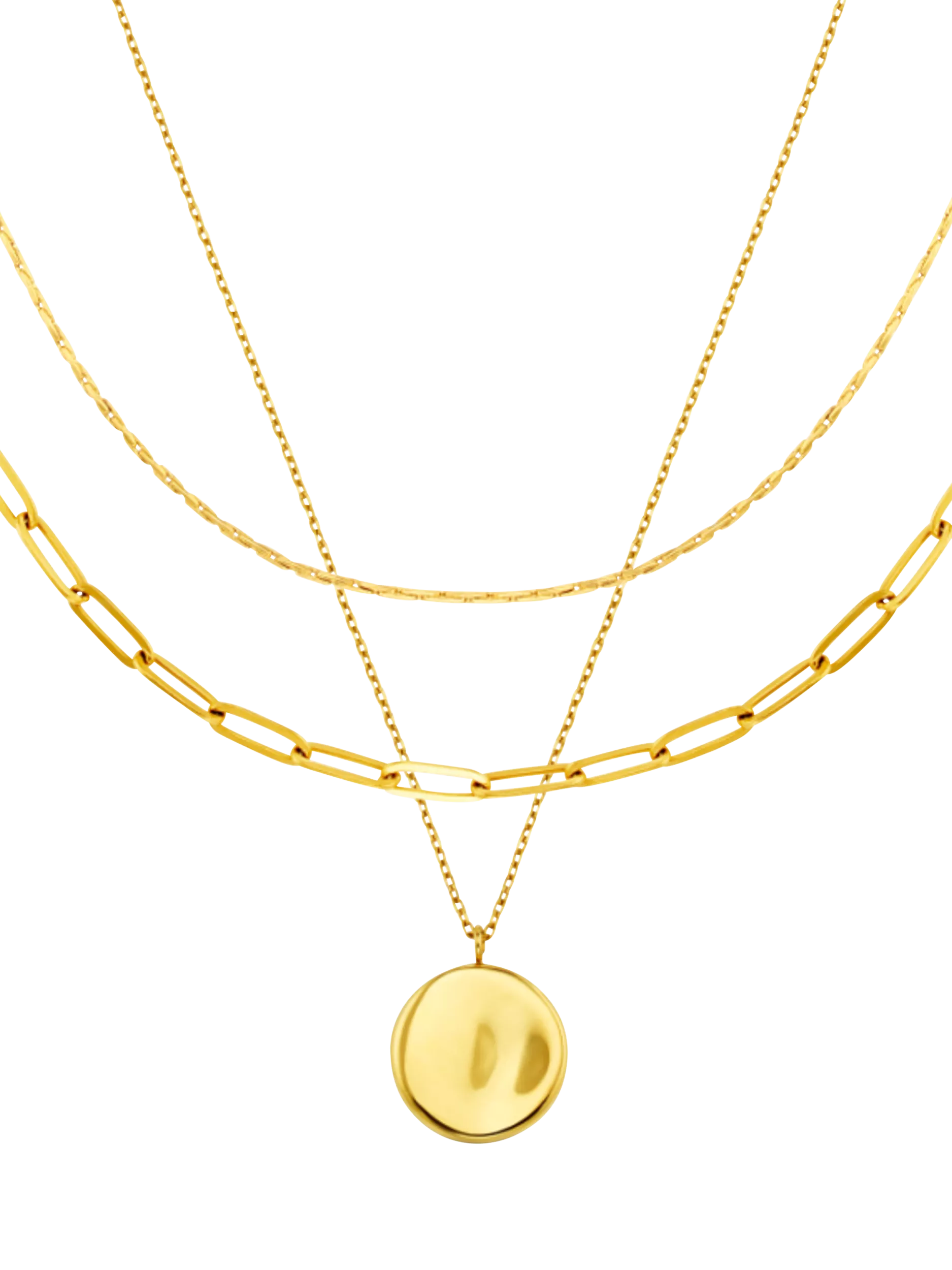 Orelia Waterproof LUXE coin multi-row chain necklace pale gold - British product