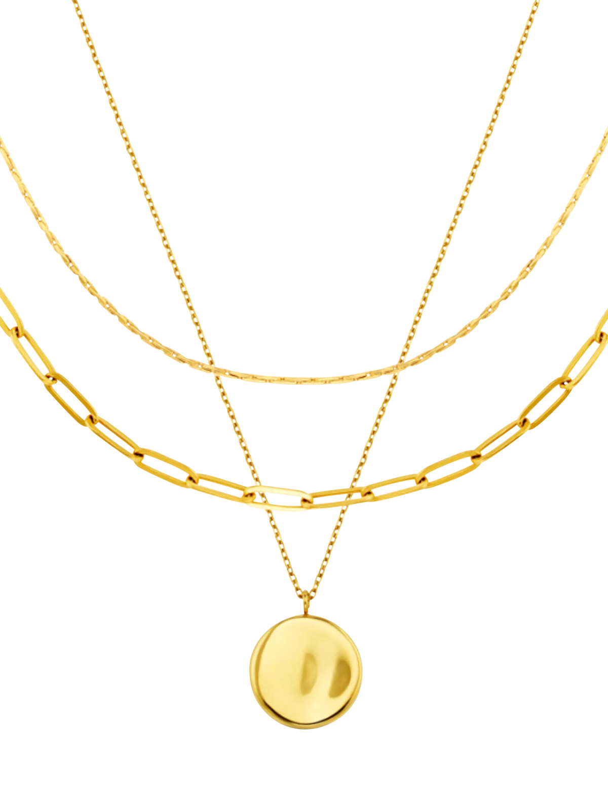 Orelia Waterproof LUXE coin multi-row chain necklace pale gold - British product
