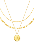 Orelia Waterproof LUXE coin multi-row chain necklace pale gold - British product