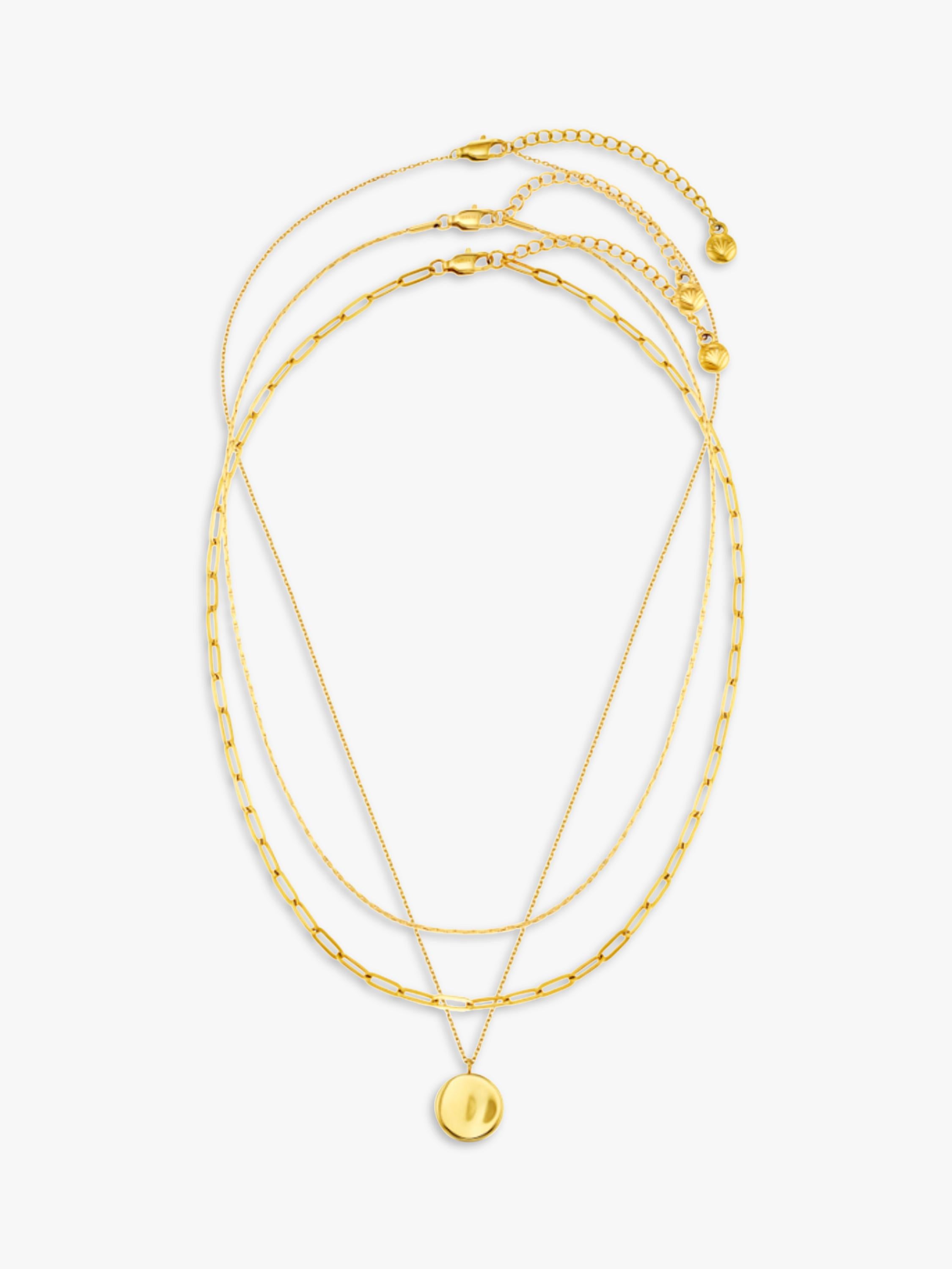 Orelia Waterproof LUXE coin multi-row chain necklace pale gold - British product