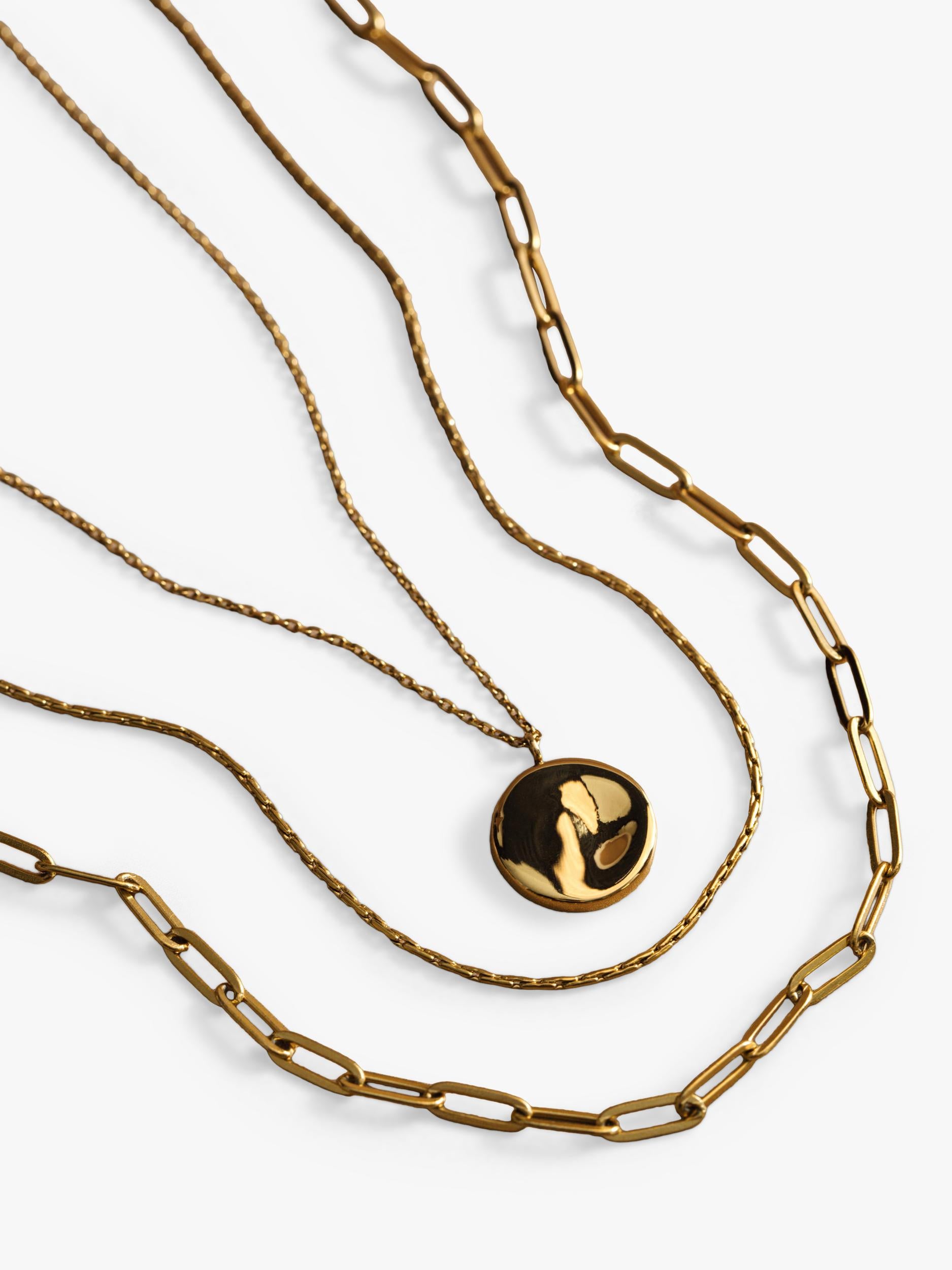 Orelia Waterproof LUXE coin multi-row chain necklace pale gold - British product
