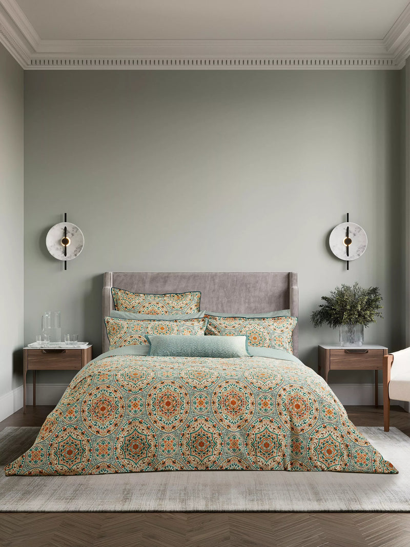 Bedeck of Belfast duvet cover set gold teal double size, imported from the UK