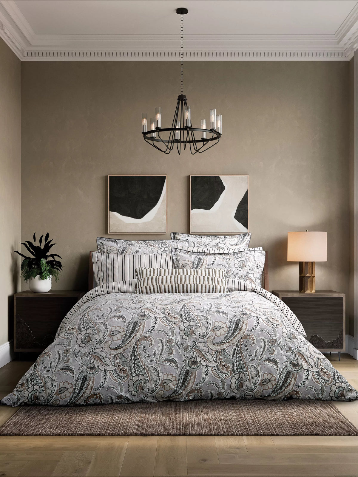 Bedeck of Belfast Kotana duvet cover set charcoal silver double (British brand)