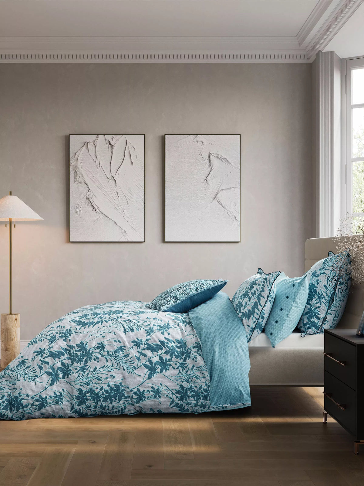 Bedeck of Belfast Meiko duvet cover set teal silver (British brand)