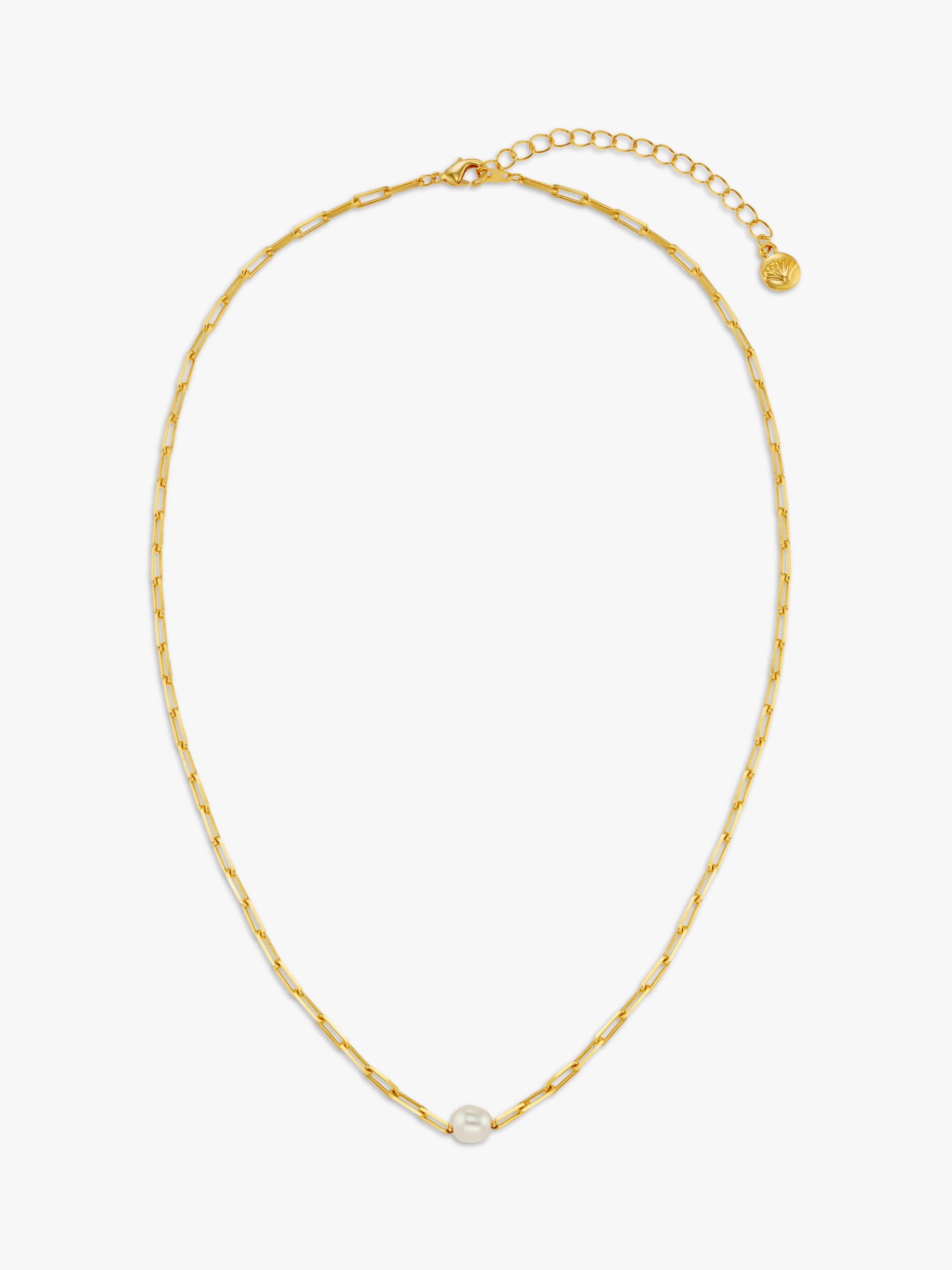 Orelia freshwater pearl chain link necklace gold (British brand)