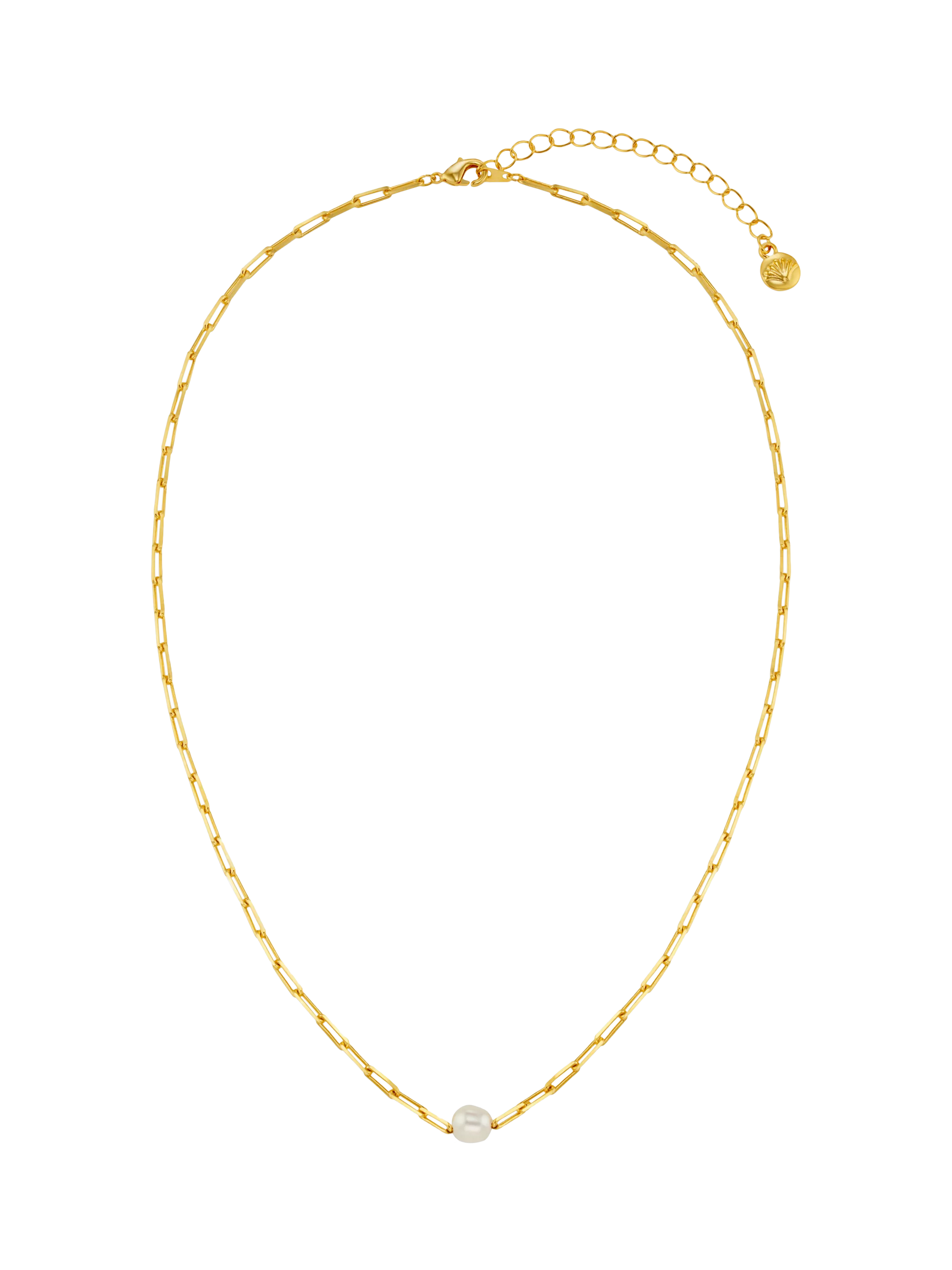Orelia freshwater pearl chain link necklace gold (British brand)