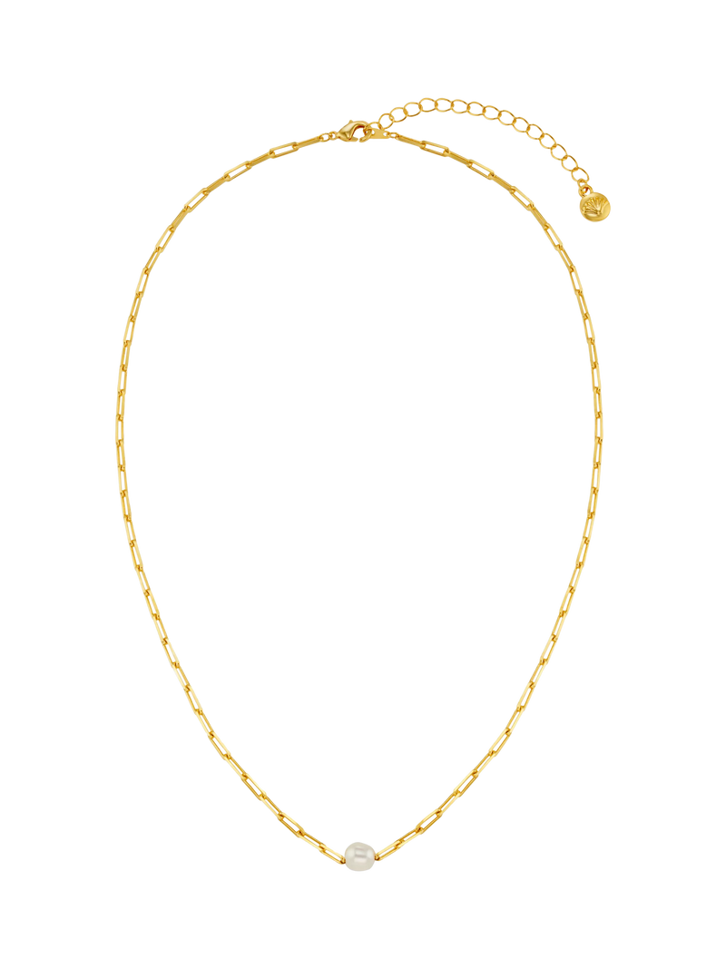 Orelia freshwater pearl chain link necklace gold (British brand)