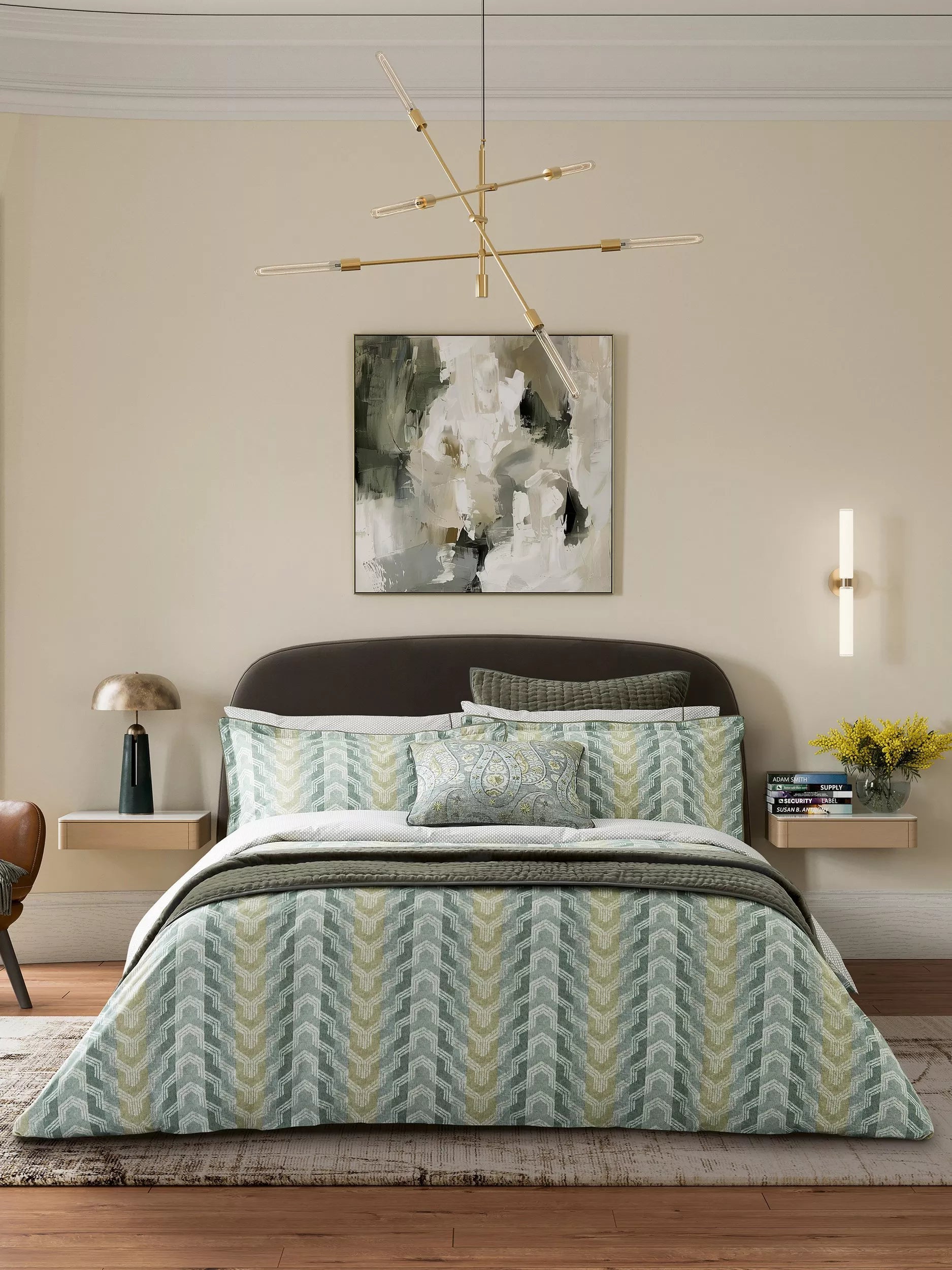 Bedeck of Belfast Reya green duvet cover set double (British brand)