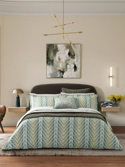 John Lewis Bedeck of Belfast Reya Duvet Cover Set Green Double- Buy online at McGrocer