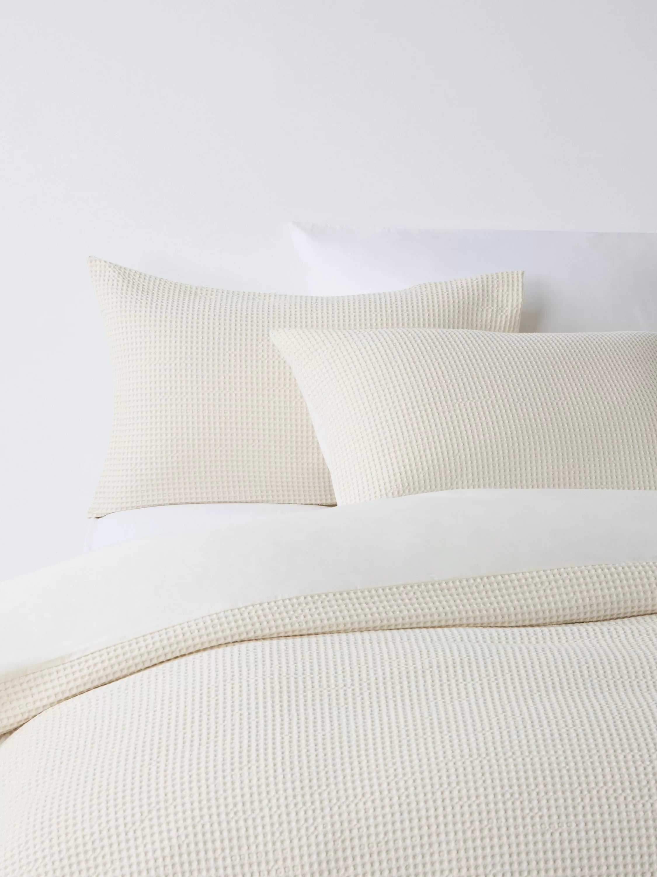 John Lewis Aurelia Pure Cotton Waffle Single Duvet Cover Set, Natural