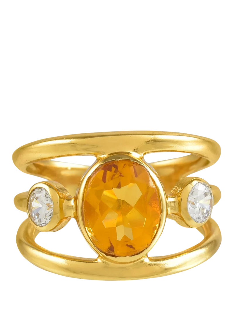 Shyla Gigi open band crystal ring in citrine gold, UK version