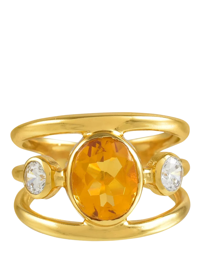 Shyla Gigi open band crystal ring in citrine gold, UK version