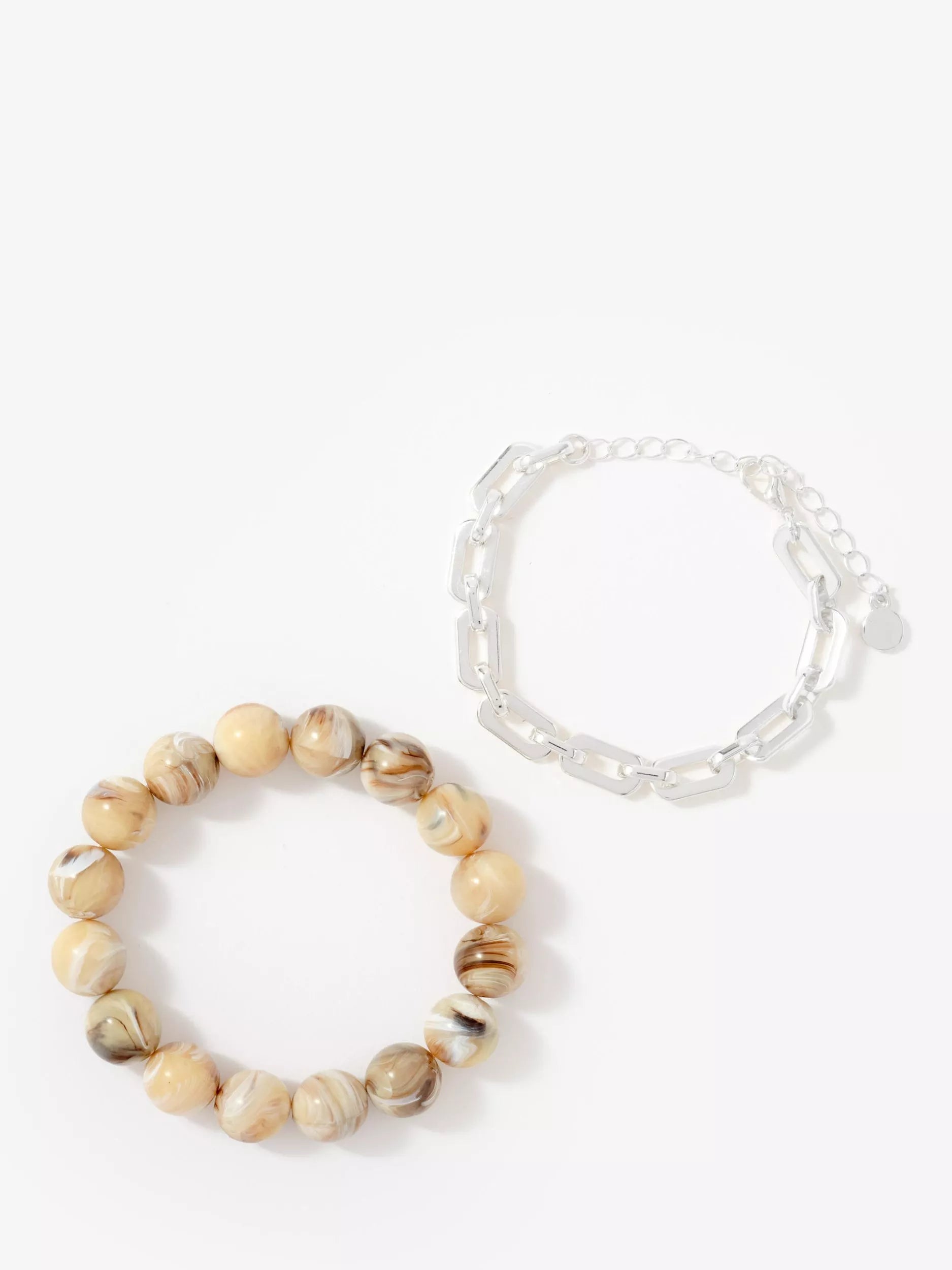 Mint Velvet beaded and chain layered bracelet 16cm, imported from the UK