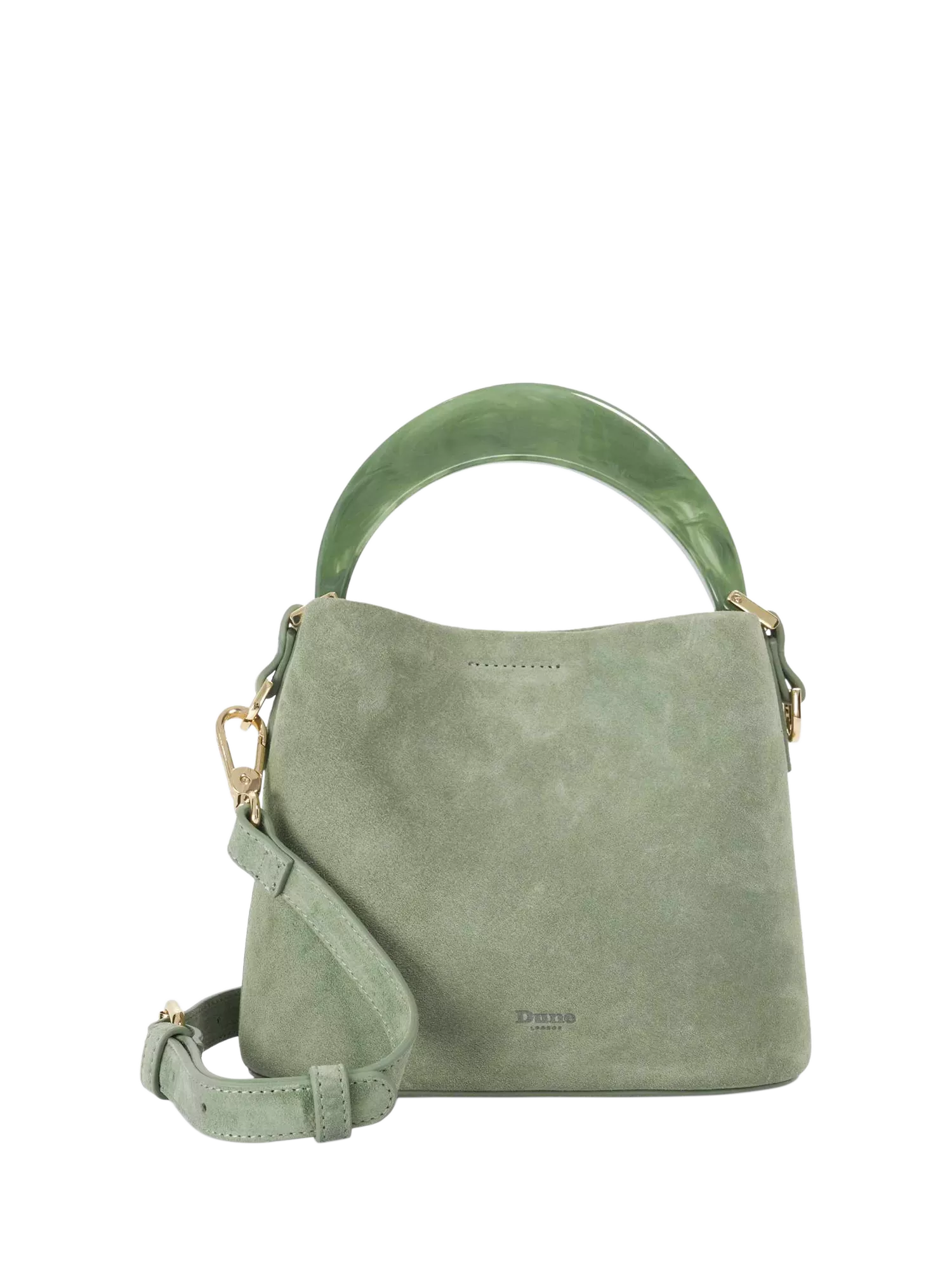 Dune London Dharla Suede Grab Bag, Sage, One Size