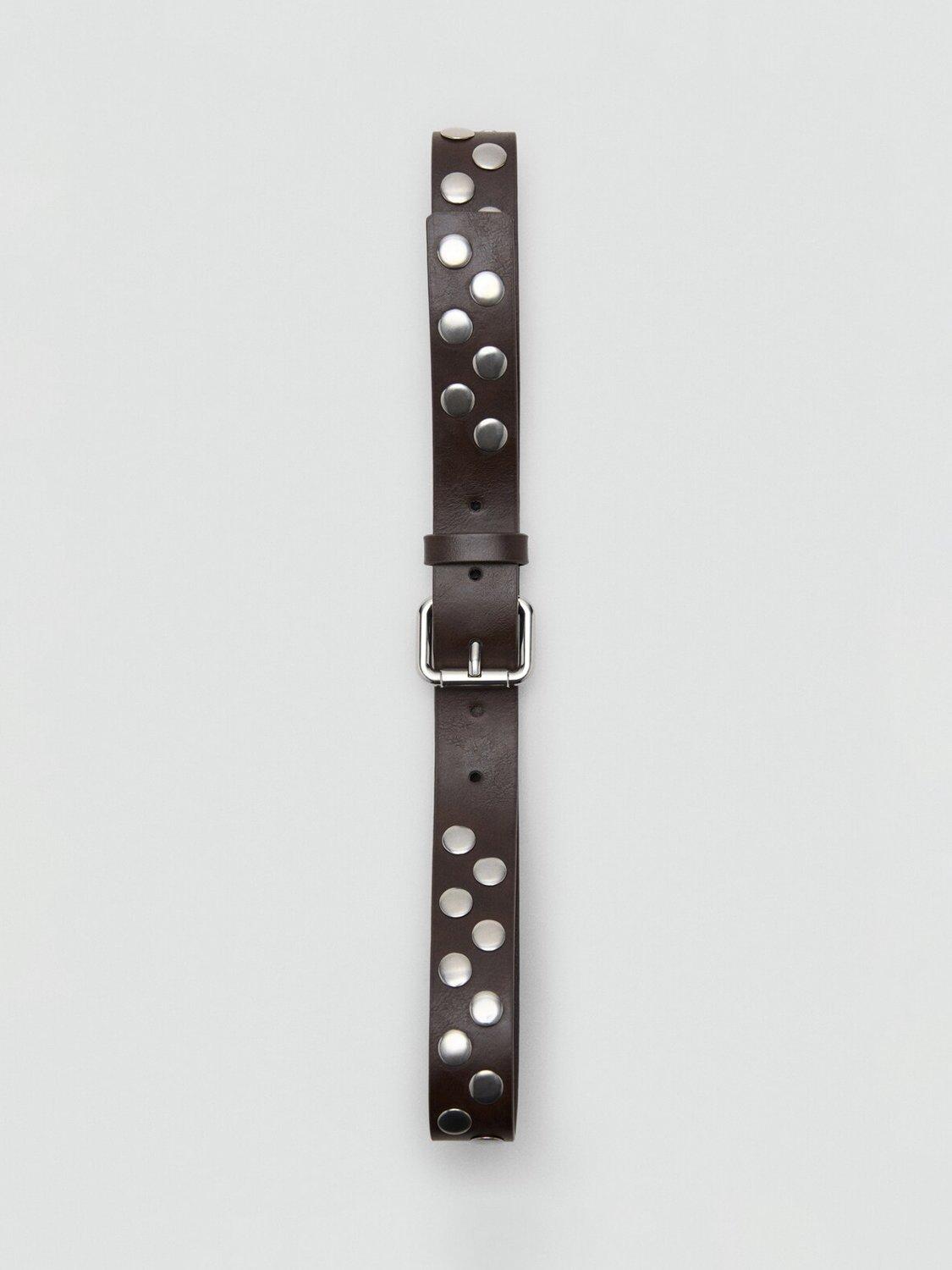 Mango studded belt in chocolate colour - British product