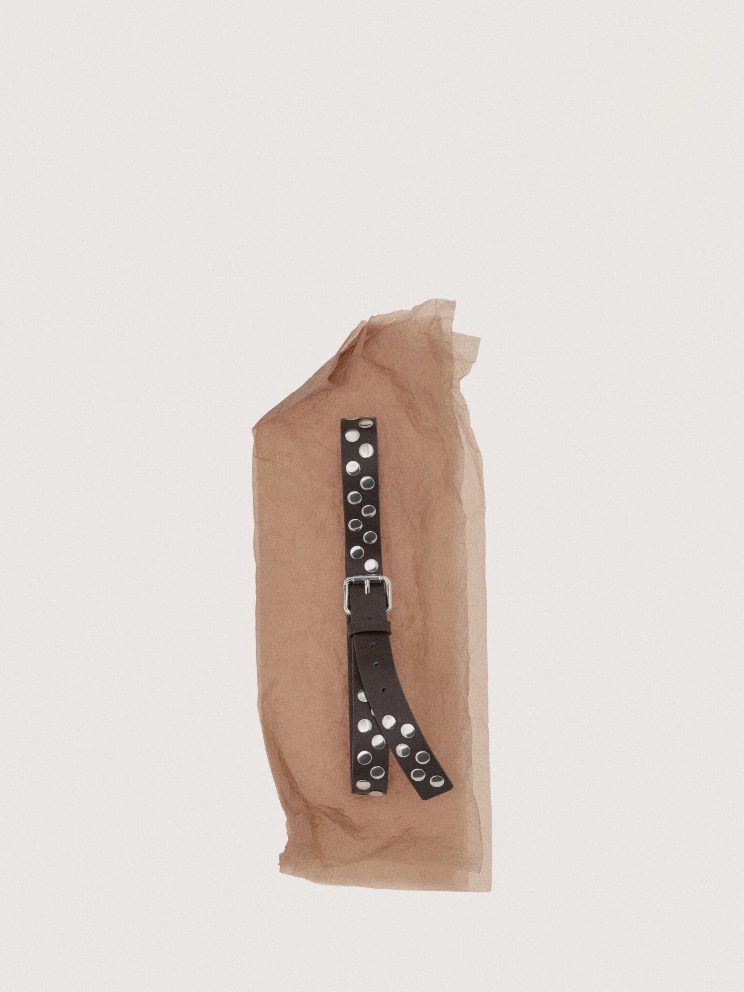 Mango studded belt in chocolate colour - British product