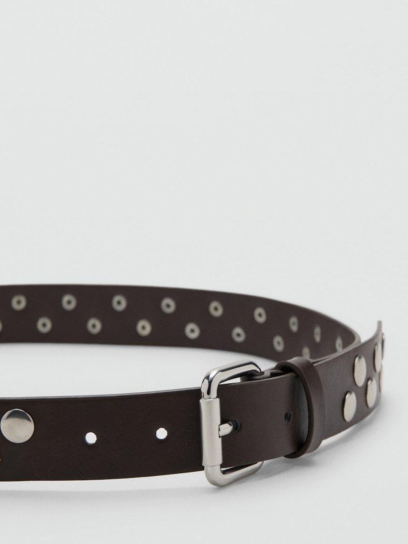 Mango studded belt in chocolate colour - British product