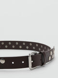 Mango studded belt in chocolate colour - British product