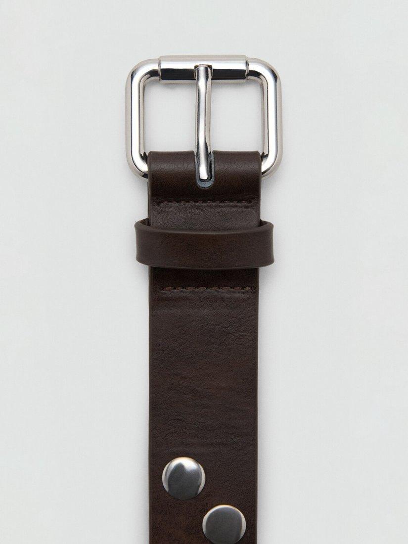 Mango studded belt in chocolate colour - British product