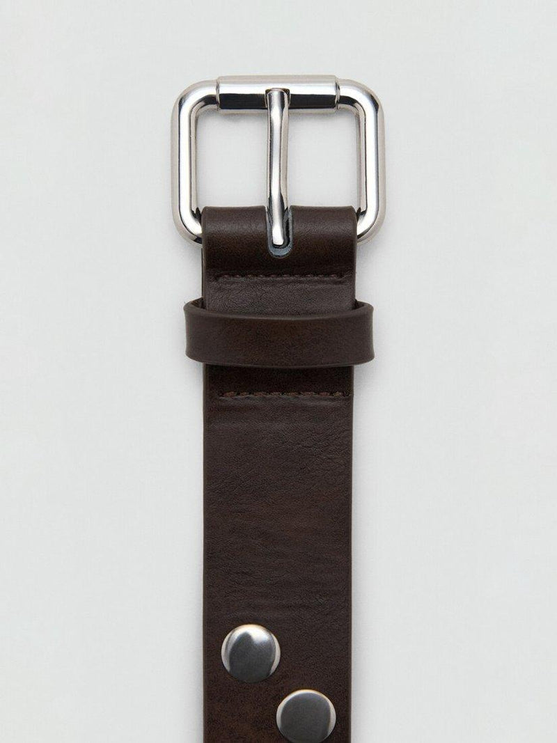 Mango studded belt in chocolate colour - British product