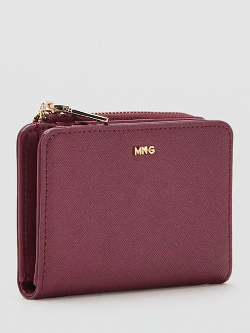Mango Bordeaux coin pouch with zip and press stud, UK version