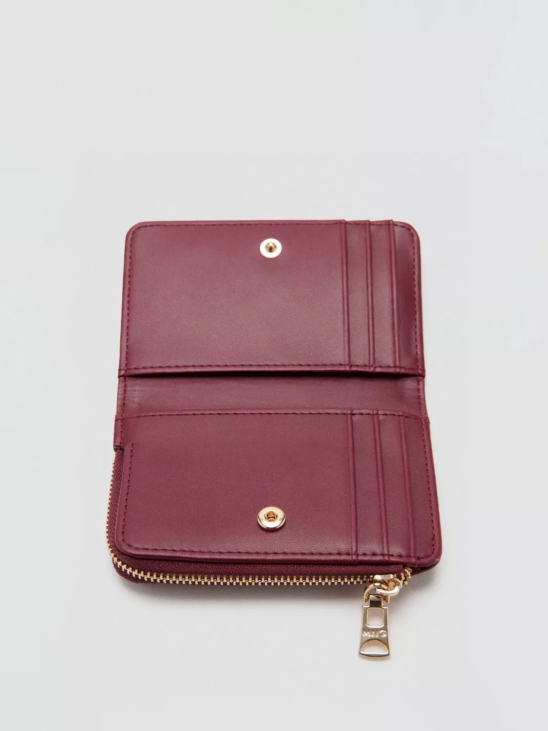 Mango Bordeaux coin pouch with zip and press stud, UK version