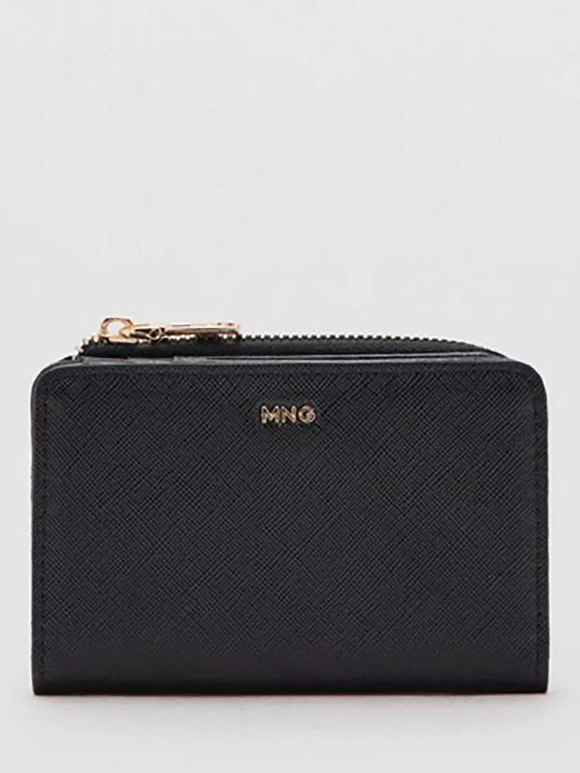 Mango coin pouch black lined with zip and press stud - British product