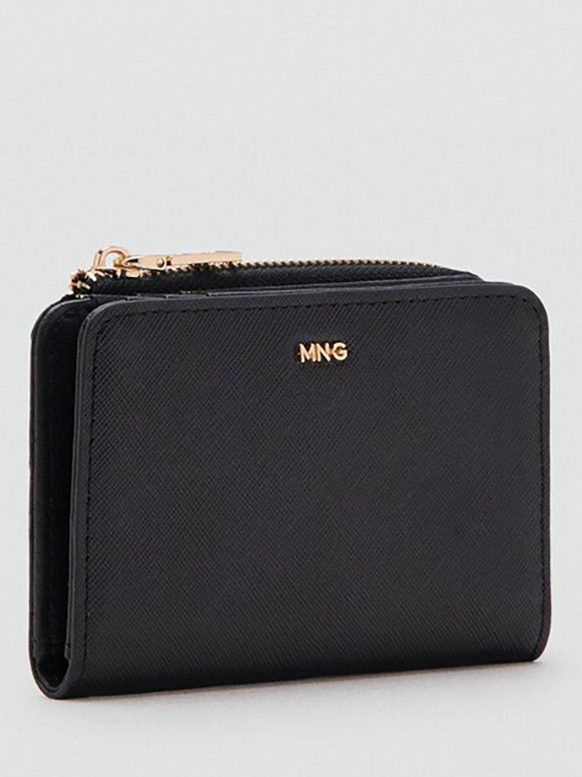 Mango coin pouch black lined with zip and press stud - British product
